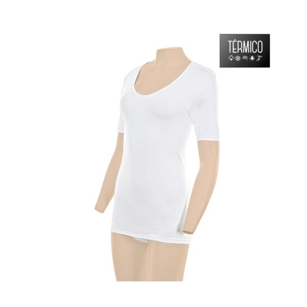 NINA 9815 camiseta-manga-corta-afelpada-termica-mujer BL